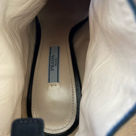 PRADA HEELED BOOTIES SUEDE Size 39 or 9 US Black 5 inch heel - Picture 10 of 15